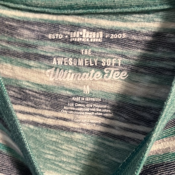 Boys size M green/blue/white stripe long sleeve shirt by Urban Pipeline - Picture 2 of 3